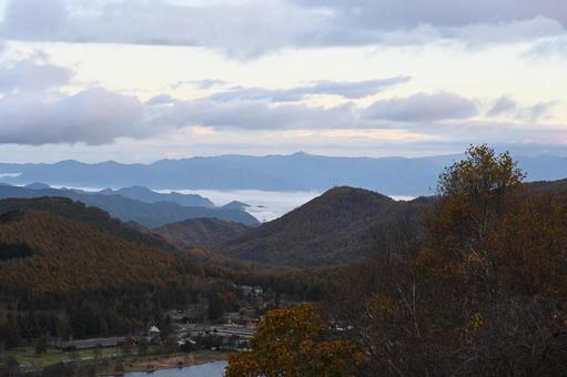 長野県の茅野市北山からの雲海の風景 長野県,茅野市,雲海の写真素材