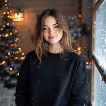 ホリデーシーズンの女性 ホリデーシーズンの女性の写真