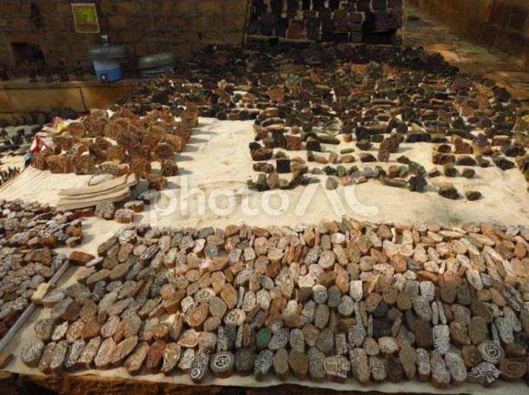 インド　ハンコの木型 ハンコ,インド,ジャイサルメールの写真素材