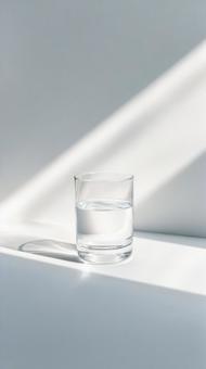 澄み切った水が映える、シンプルなコップ 澄み切った水が映える、シンプルなコップの写真