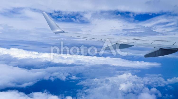 飛行機の上から見た風景 飛行機,旅客機,空の写真素材