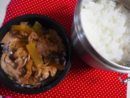 生姜焼き弁当 生姜焼き,弁当,毎日の写真素材