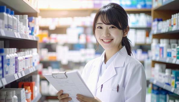 笑顔で働く薬剤師 笑顔で働く薬剤師の写真