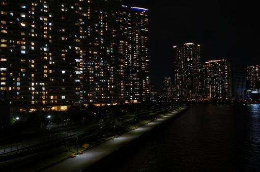 東京の海岸付近ビルの夜景1 東京の海岸付近ビルの夜景1 ビル,高層ビル,街の写真素材