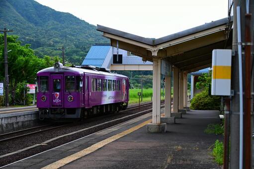 丹後由良駅と丹鉄サンガ 京都丹後鉄道,晴れ,屋外の写真素材
