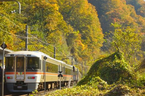 鉄道風景6 秋 鉄道風景6 秋 紅葉,飯田線,列車の写真素材