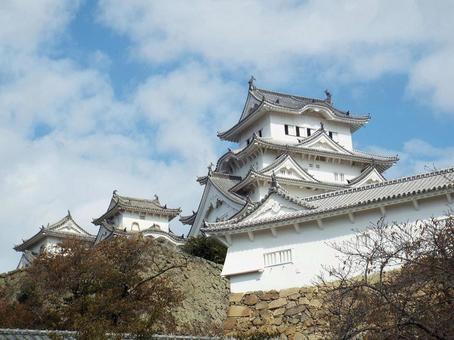 【風景写真】姫路城の風景 姫路城,天守閣,木造の写真素材