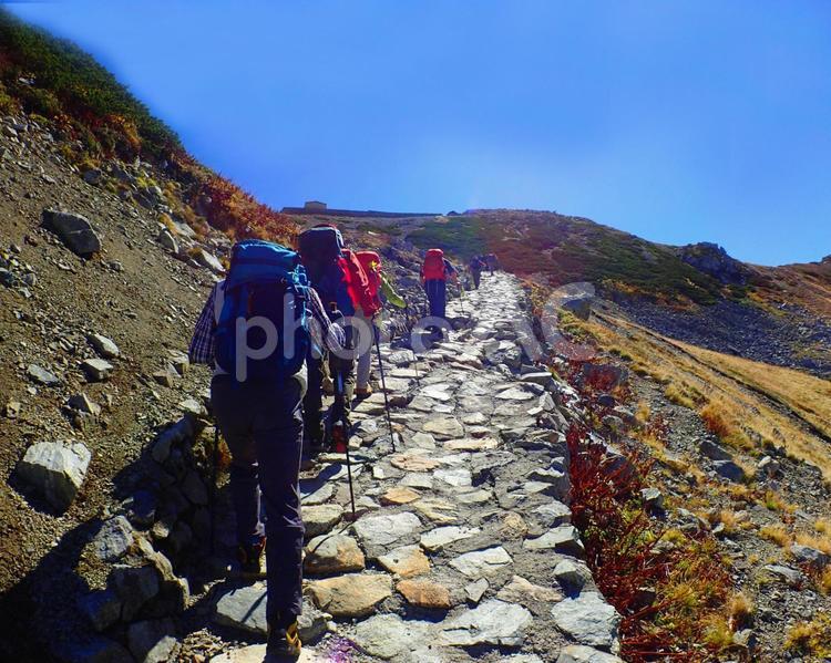 山登り　登山４ 山,山道,風景の写真素材