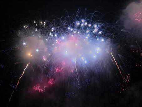 Photo, fireworks, smoke, night view, 