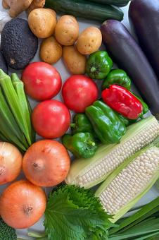 Colorful! Assortment of summer vegetables from Itoshima (vertical), JPG Colorful! Assortment of summer vegetables from Itoshima (vertical), JPG