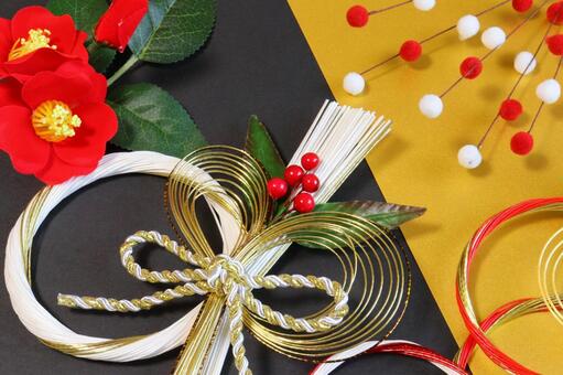 お正月のイメージ画像　６ お正月,年賀状,しめ飾りの写真素材