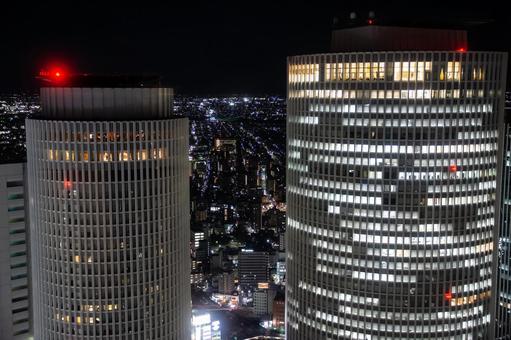 名古屋の高層ビル群 高層ビル,夜景,名古屋の写真素材
