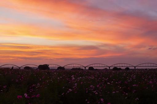 Photo, sunset, setting sun, evening landscape, 