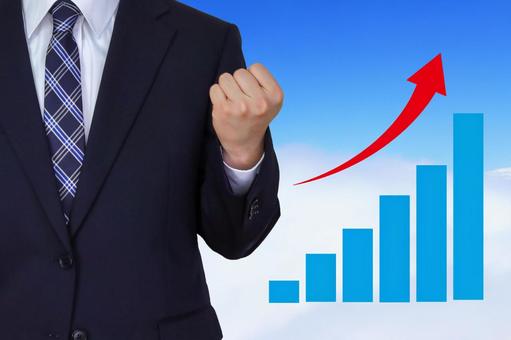 Businessman and rising graph, JPG Businessman and rising graph, JPG