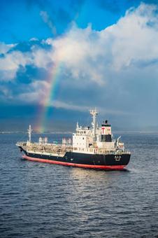 青森　北海道　津軽海峡フェリーからの風景 津軽海峡,北海道,函館の写真素材