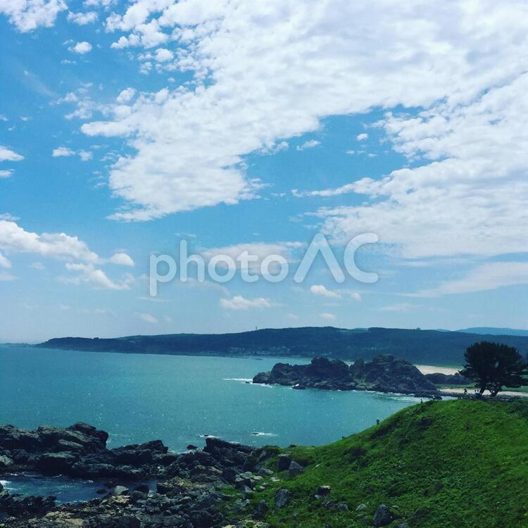 海と青空と緑の景色 水域,旅,海の写真素材