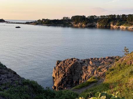 Tojinbo and Oshima in Fukui Prefecture on a summer evening, JPG