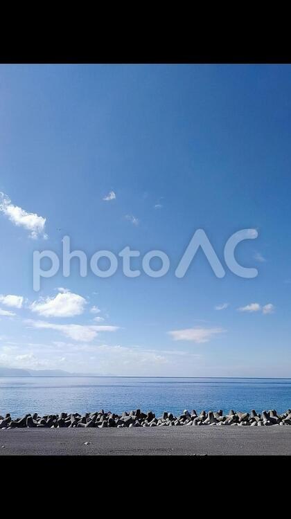 海と青空と水平線 海,浜,大洋の写真素材