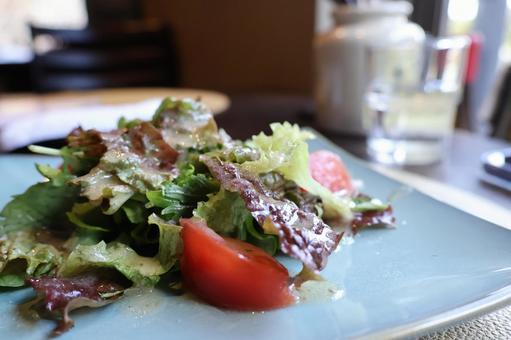 お皿に盛り付けられたサラダ サラダ,トマト,レタスの写真素材