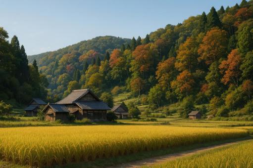 秋の始まりを告げる里山の風景 秋の始まりを告げる里山の風景の写真