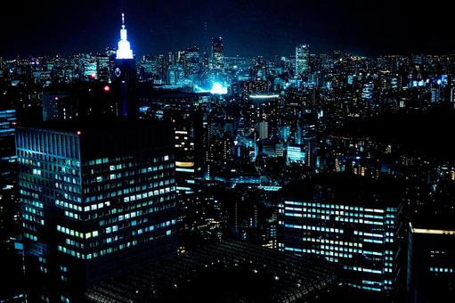 東京の夜景と高層ビル群 東京の夜景と高層ビル群の写真