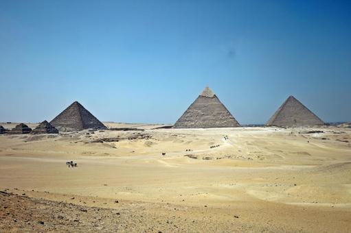 View of the six pyramids from the restaurant - Giza, JPG