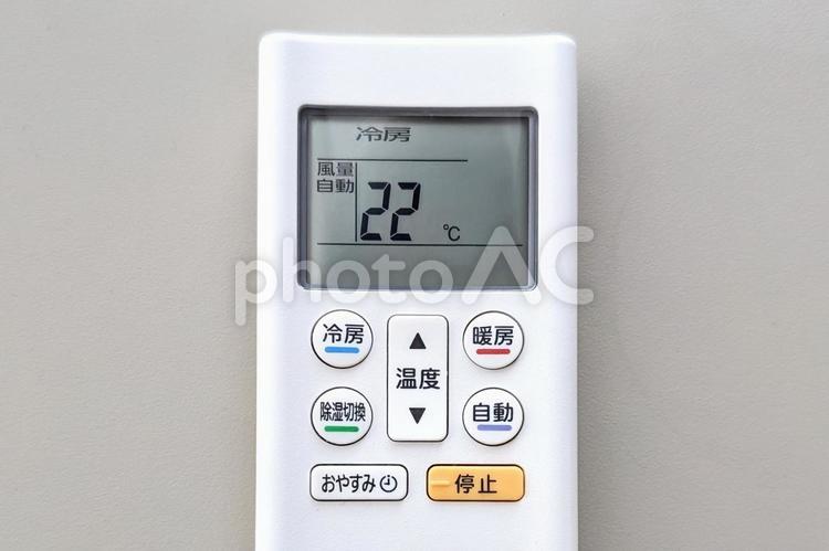 冷房の設定温度　22度（22℃） 冷房,エアコン,温度の写真素材