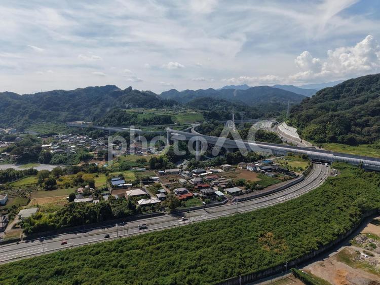 相模川・小倉橋付近 ドローン,空撮,相模川の写真素材
