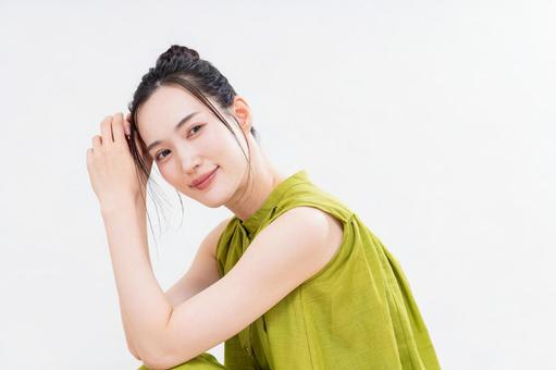 若い女性のビューティ 若い女性のビューティ スキンケア,美容,女性の写真素材
