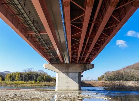 下から見た鉄橋 橋,鉄橋,橋梁の写真素材