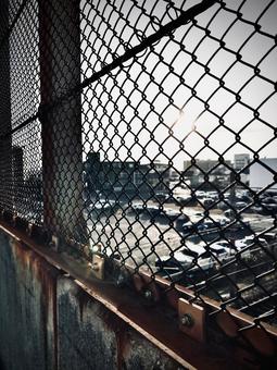 歩道橋 歩道橋,柵,サビの写真素材