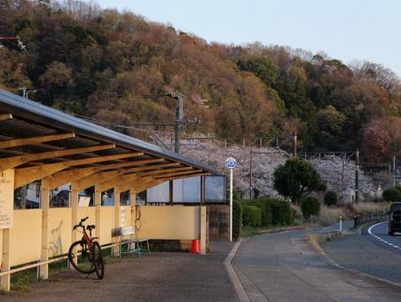 田舎 呉市,バス停,待合所の写真素材