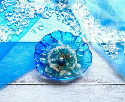 琉球ガラスに乗せたパワーストーン パワーストーン,水晶,ブレスレットの写真素材