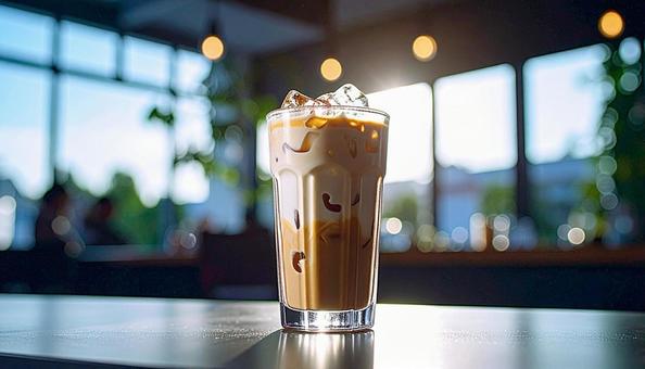 カフェのアイスカフェラテ カフェのアイスカフェラテの写真