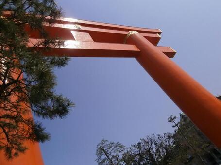 Shinto shrine Torii, outdoors, there are not many people, art, JPG