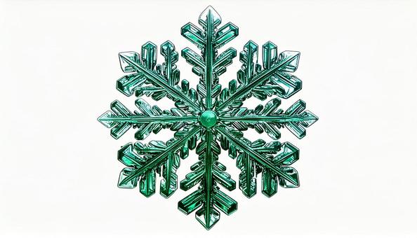 六角形の雪の結晶 緑色 デザイン素材 六角形の雪の結晶 緑色 デザイン素材の写真