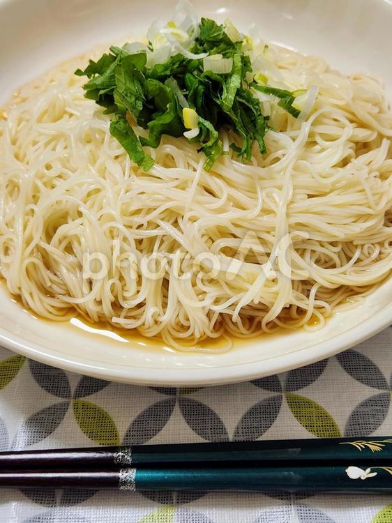 ぶっかけそうめん3 素麺,夏,麺類の写真素材