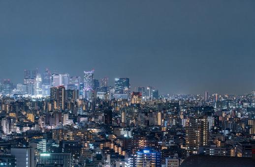 夜の東京の高層ビルと住宅街 夜の東京の高層ビルと住宅街 文京区,夜景,仕事の写真素材