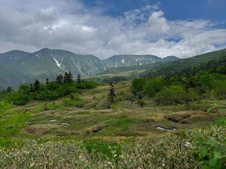 弥陀ヶ原から望む大日岳、奥大日岳 弥陀ヶ原から望む大日岳、奥大日岳の写真