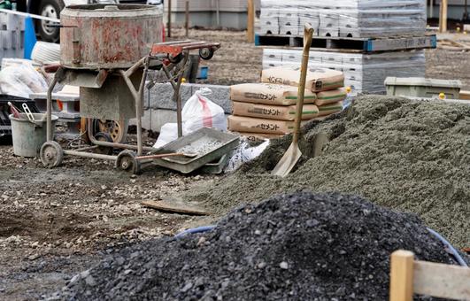 造成中３ 造成工事,住宅,コンクリートの写真素材