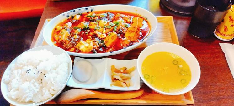 麻婆豆腐定食 麻婆豆腐,中華,辛いの写真素材