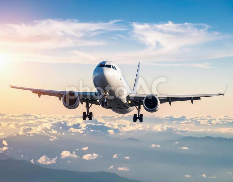 飛行機 旅客機,航空機,飛行機の写真素材
