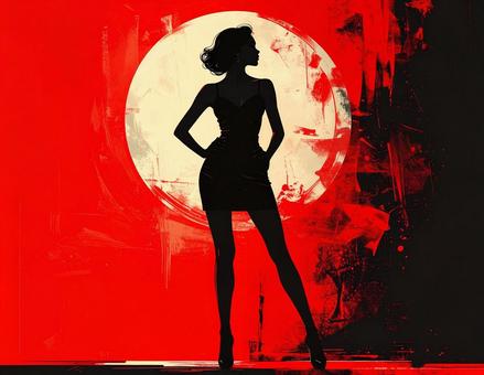 女性全身シルエット_コントラスト_2 女性全身シルエット_コントラスト_2の写真