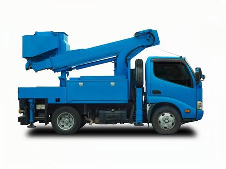 高所作業車 青 高所作業車 青 高所作業車,青,ブームの写真素材