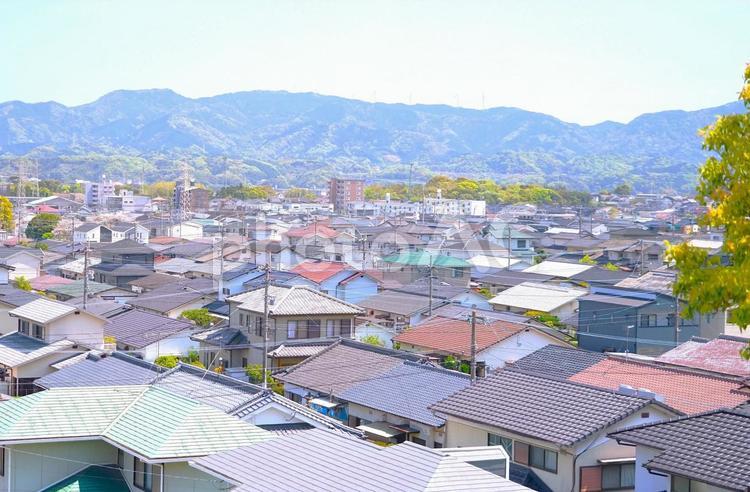 見下ろす住宅街 住宅街,家,俯瞰の写真素材