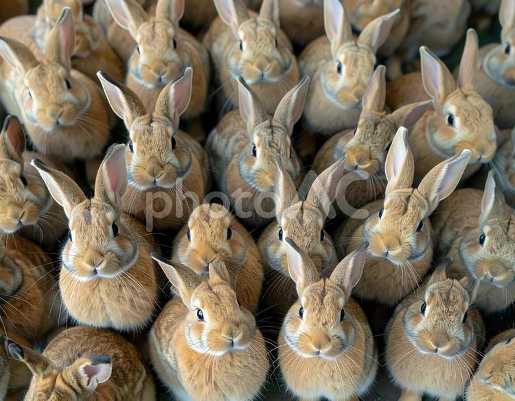 うさぎの群れ 兎,ウサギ,うさぎの写真素材