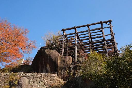 苗木城 展望台 苗木城,苗木城跡,紅葉の写真素材