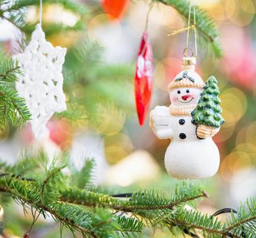 クリスマスツリー 装飾 雪だるまの写真