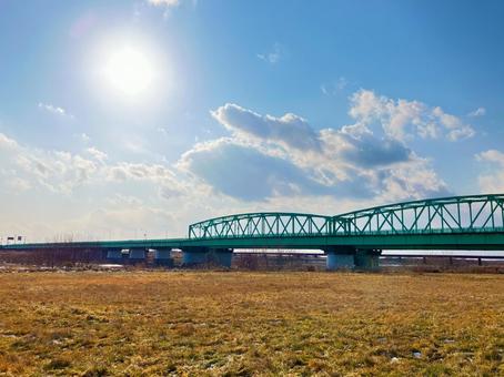 橋02 橋02 橋,沙流川橋,河川の写真素材