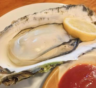殻付き蒸し牡蠣とレモンとケチャップ 殻付き蒸し牡蠣とレモンとケチャップ 牡蠣,海産物,蒸し牡蠣の写真素材